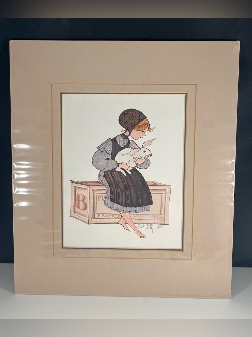P Buckley Moss Limited Edition Hand Signed Matted Print- “Molly” /1000